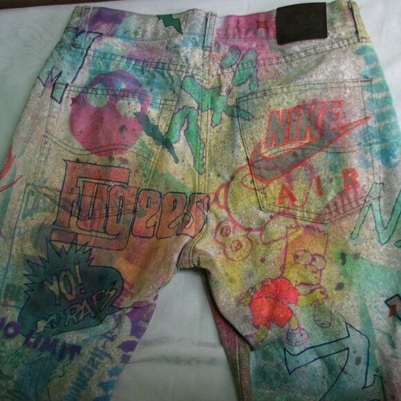 Eye Drop Hand-Painted Custom Acid-Wash Jeans - Picture 1 of 9
